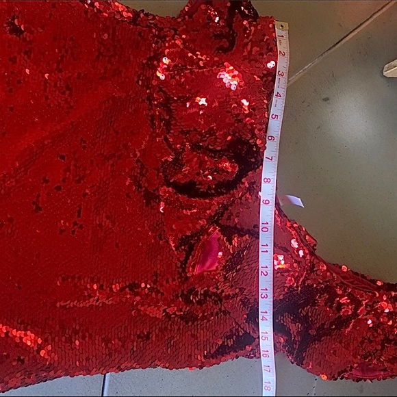 VALENTINE’S DAY DATE NIGHT DRESS 🔥LEITH RED HOT Glam sequin one shoulder sexy - Picture 9 of 15